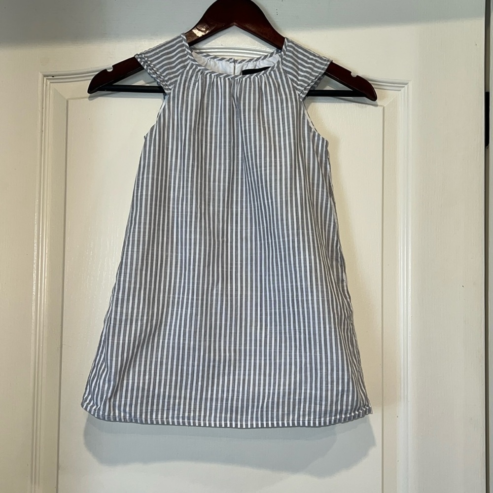 Girl’s Cotton Gray & White Striped Dress